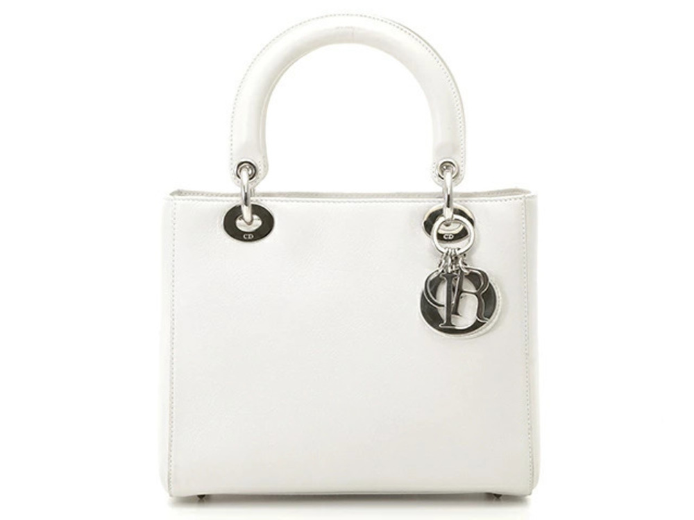 Christian Dior Lady Handbag White Leather